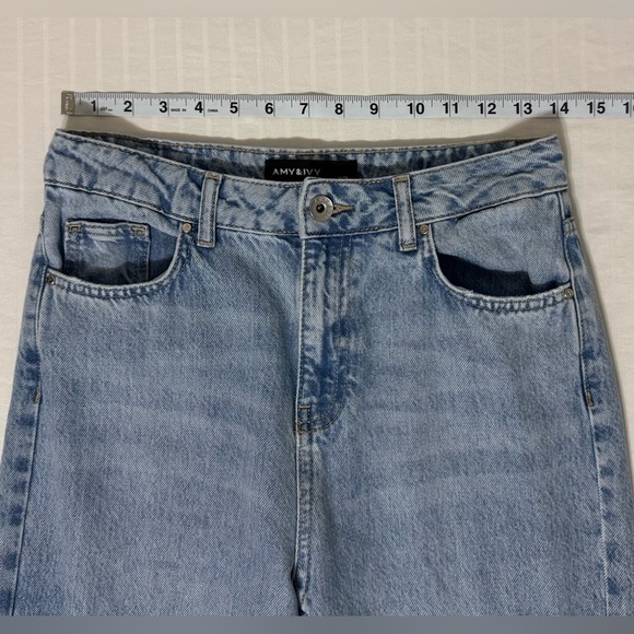 Amy & Ivy Wide Leg Cargo Jeans​ High Rise Light Wash Blue Denim Baggy Size 26 - Picture 9 of 14